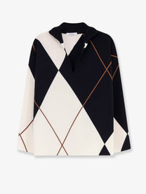 Max Mara Women's Mxmsala Argyle Pattern Virgin Wool Sweater Black