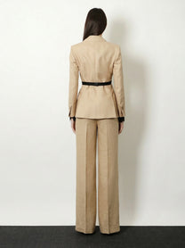 Max Mara Women's Mxsbig Linen Trousers Beige