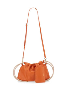 Orange leather crossbody bag with beige circular handles and gold-tone hardware from n°21 women’s eva collection