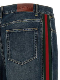 Gucci Nastro Web Baggy Jeans Blue