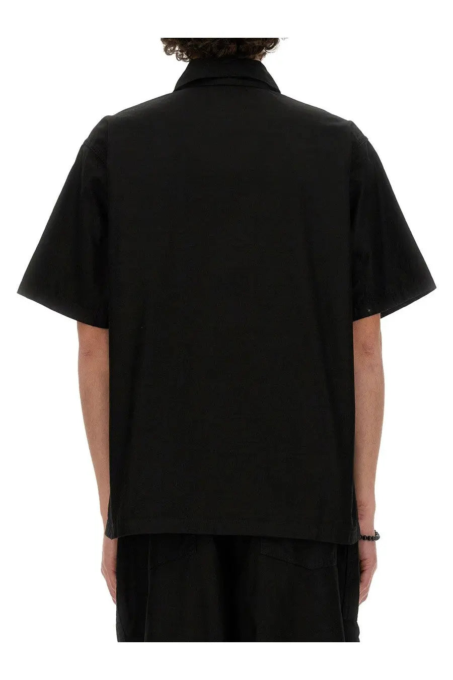 Black short-sleeved cotton shirt with collar from needles men’s collection ideal for casual wear
