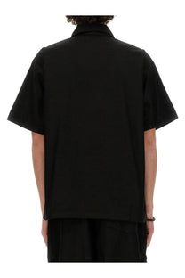 Black short-sleeved cotton shirt with collar from needles men’s collection ideal for casual wear