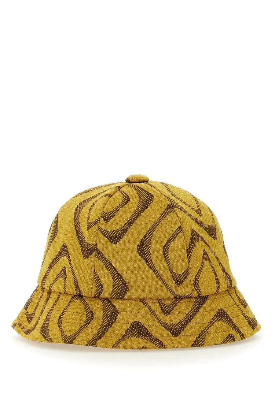 Yellow needles men’s bucket hat with bold brown geometric pattern perfect for casual wear