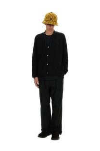 Black needles men’s poly mesh button-up cardigan with subtle embroidered logo on left chest