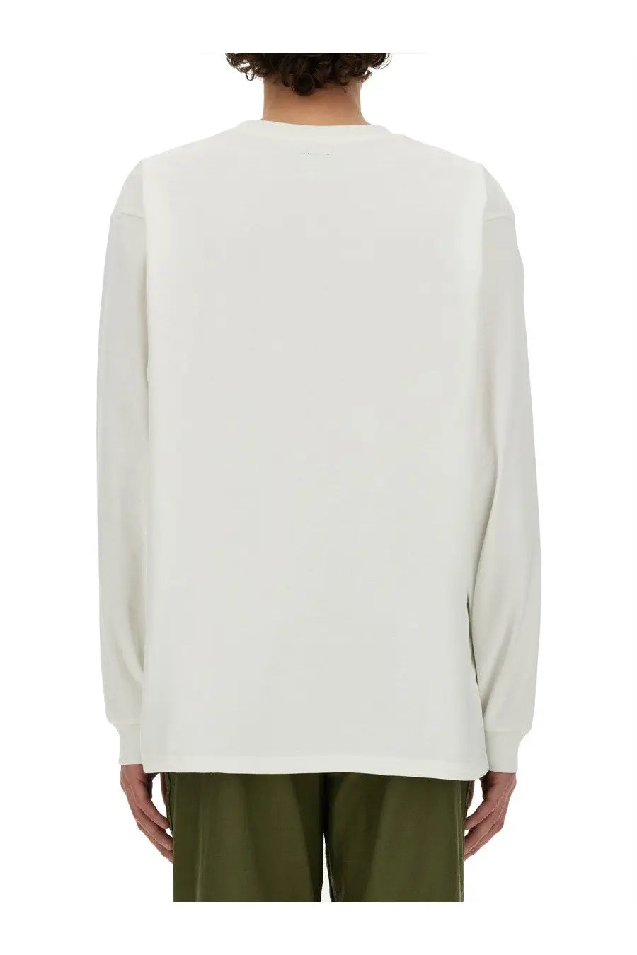 Needles men’s off-white long-sleeved shirt with a relaxed fit and subtle ribbed cuffs in minimalist style