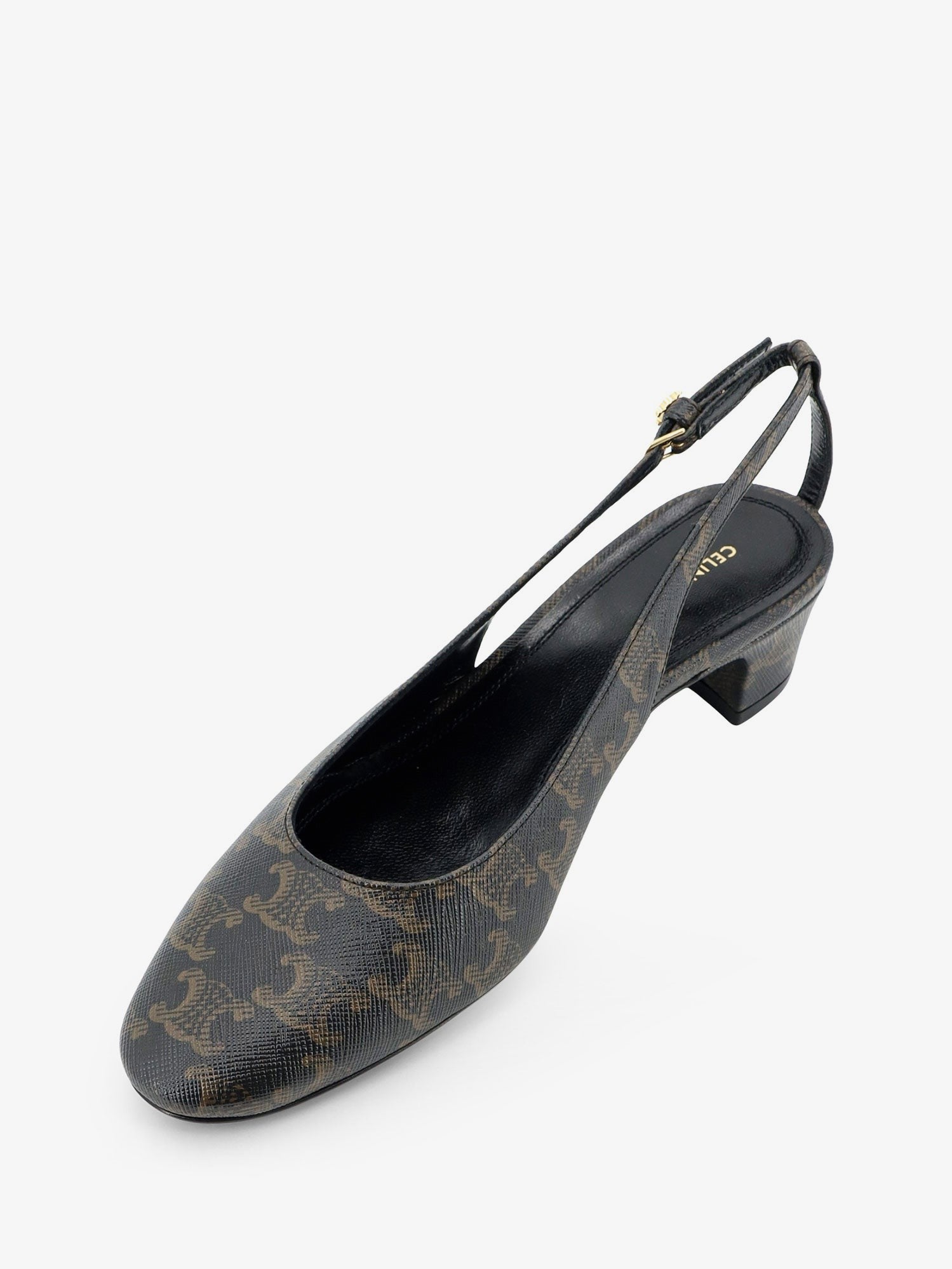 Celine Women's Neo City Triomphe Coated Canvas Écolleté Black