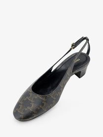 Celine Women's Neo City Triomphe Coated Canvas Écolleté Black