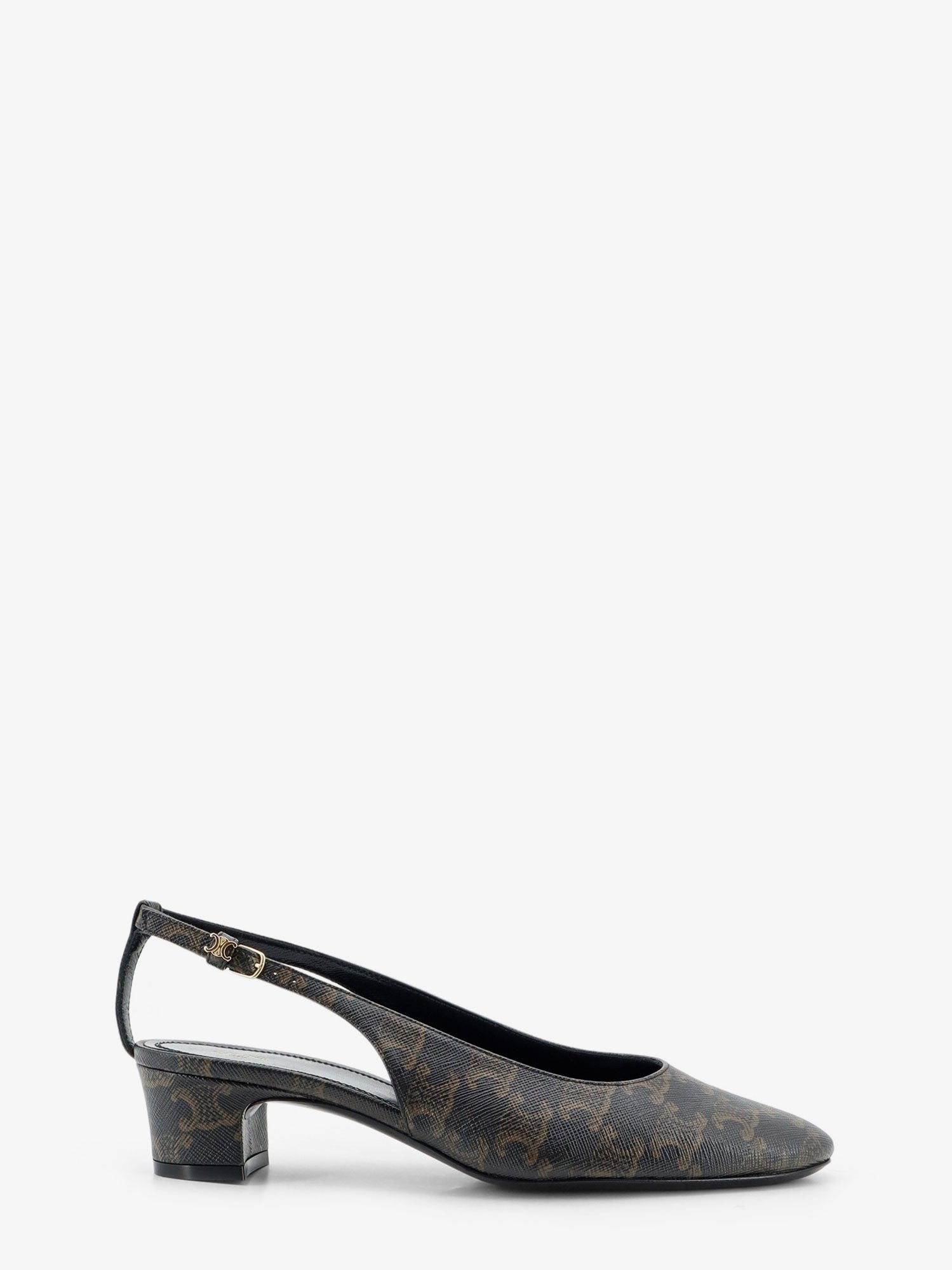 Celine Women's Neo City Triomphe Coated Canvas Écolleté Black