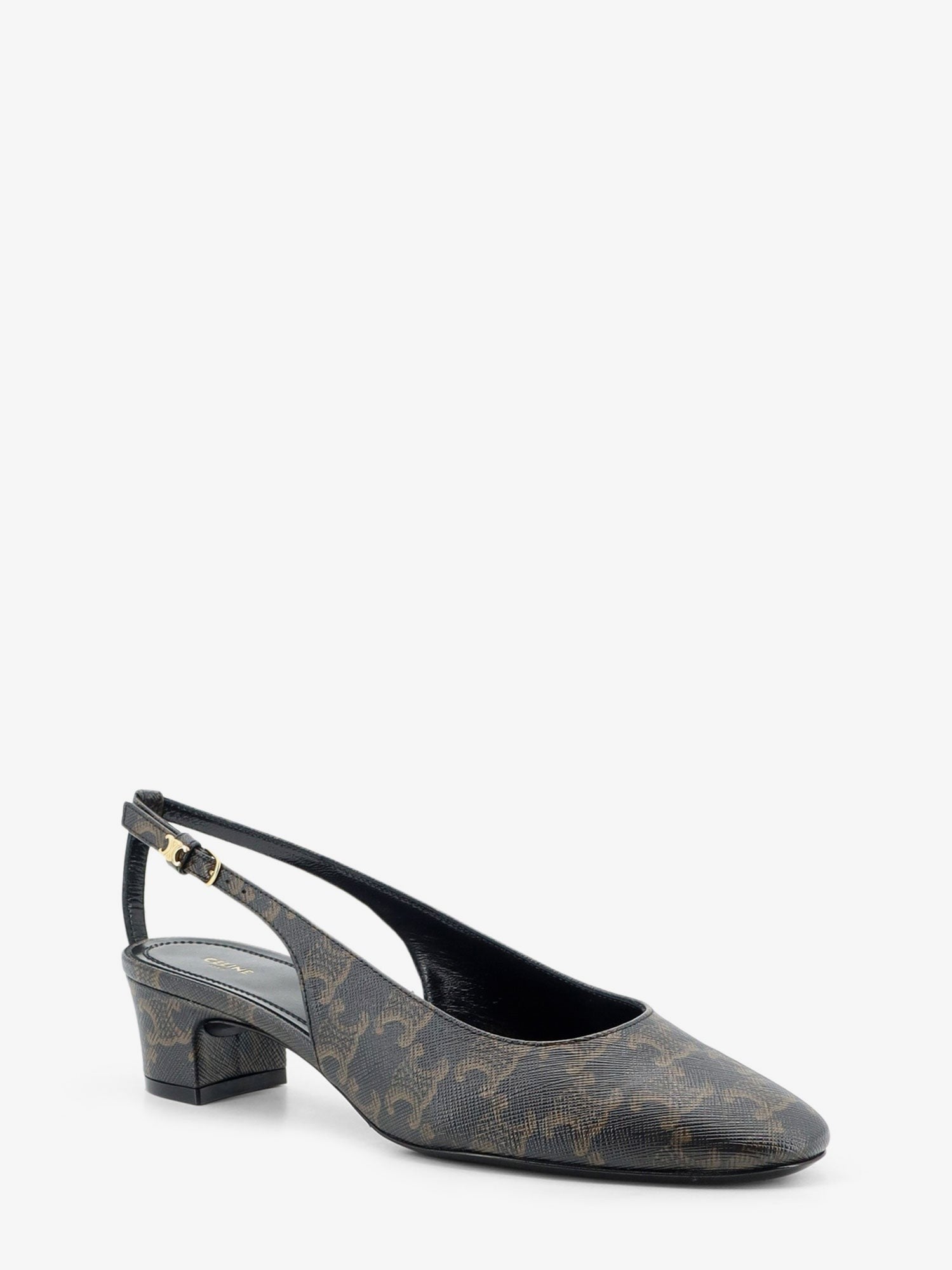 Celine Women's Neo City Triomphe Coated Canvas Écolleté Black