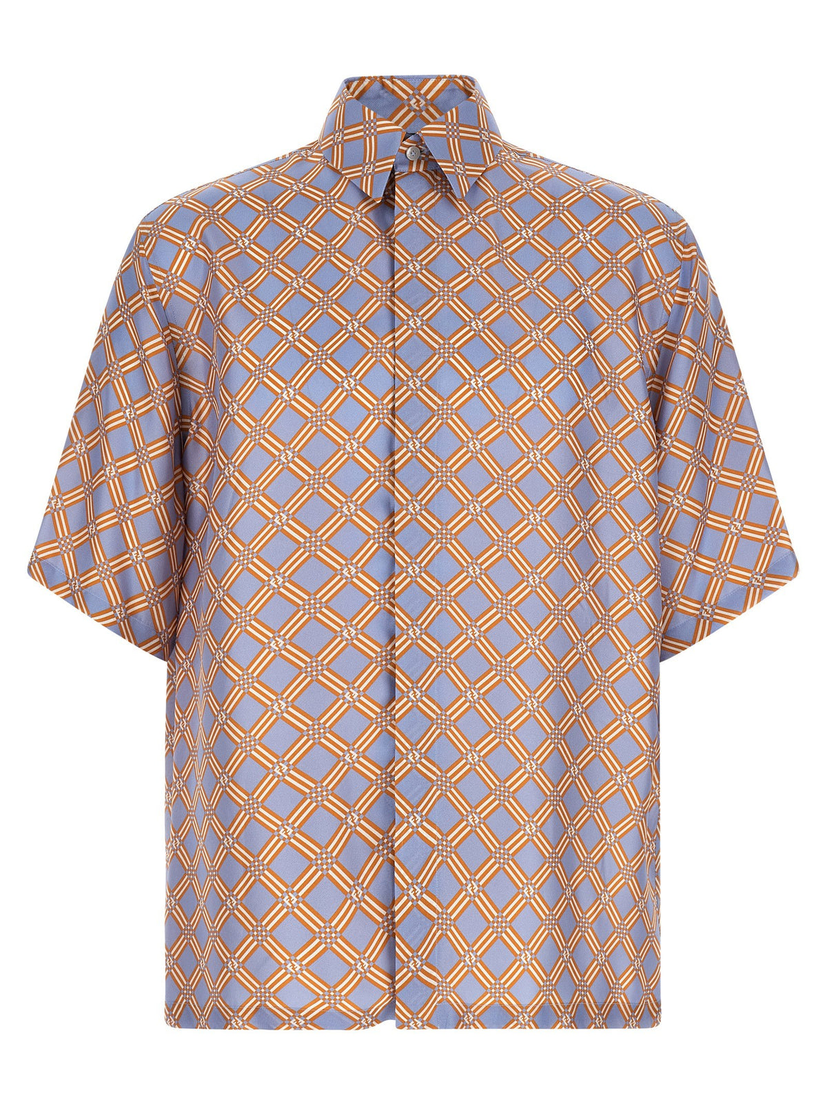 Fendi Net Print Silk Shirt Gold