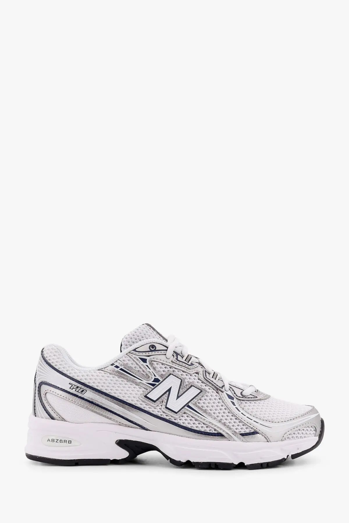 New balance men’s mesh sneakers white featuring white and silver running shoe with mesh upper and rubber sole