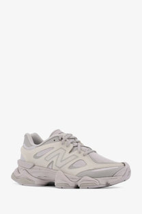 New Balance men’s nylon sneakers grey with chunky light gray mesh and synthetic upper and oversized rubber sole