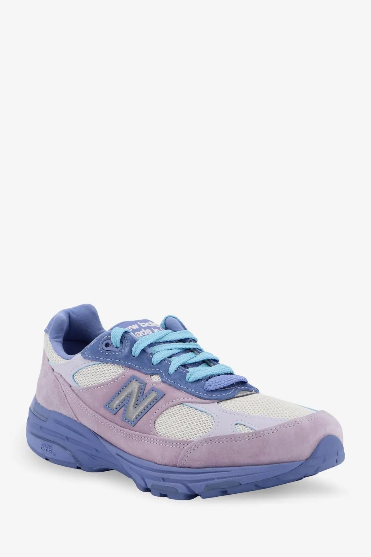 Pastel lavender and light blue new balance unisex mesh and suede sneakers with synthetic overlays