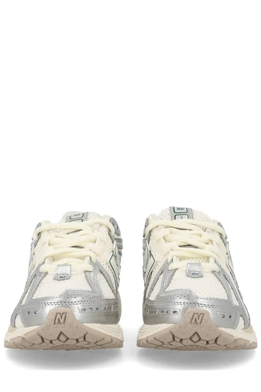 New Balance unisex sneaker 1906R silver with cream and silver mesh and synthetic leather upper