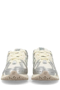 New Balance unisex sneaker 1906R silver with cream and silver mesh and synthetic leather upper
