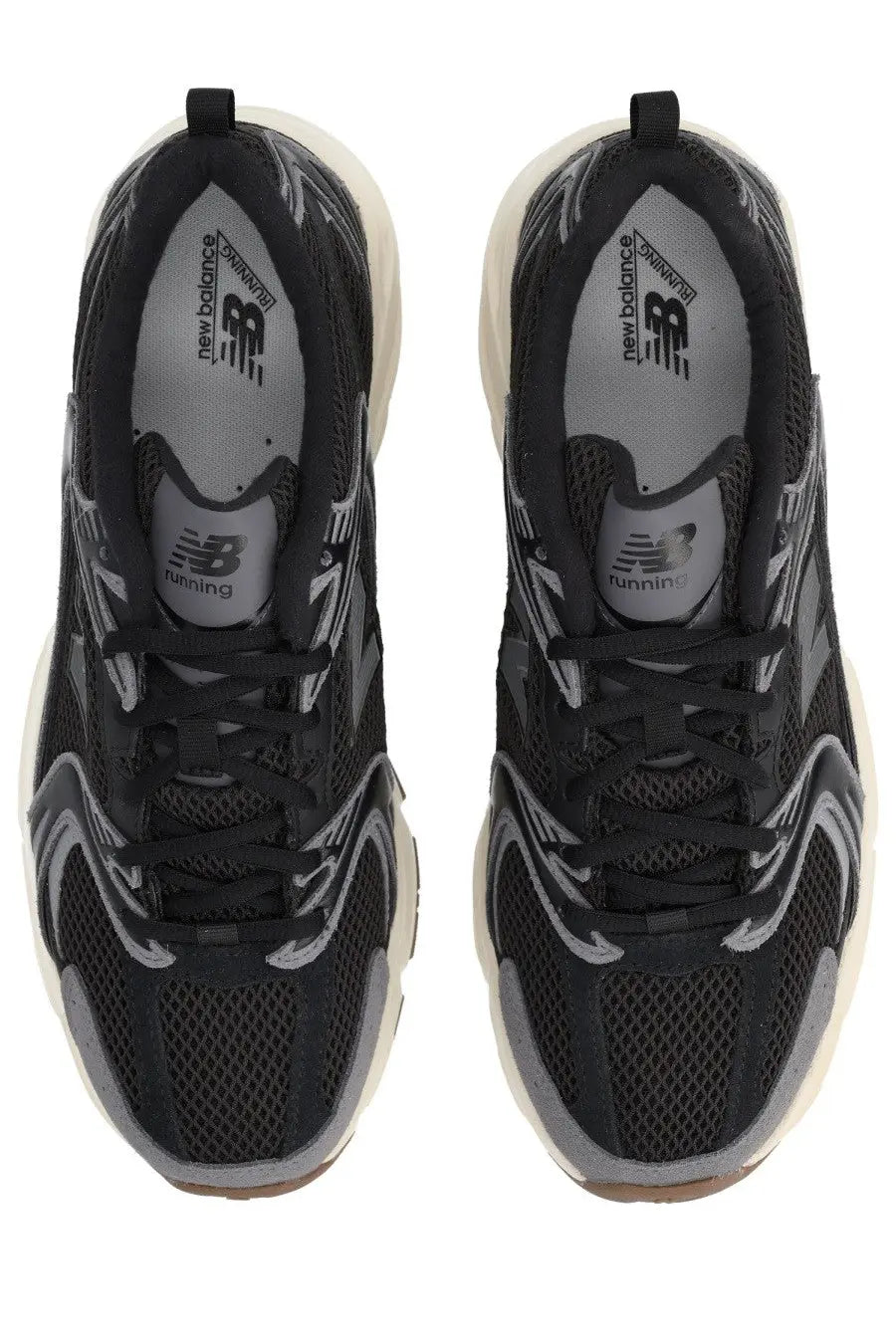 New balance unisex sneaker black with black and gray mesh upper suede accents and white midsole running shoe