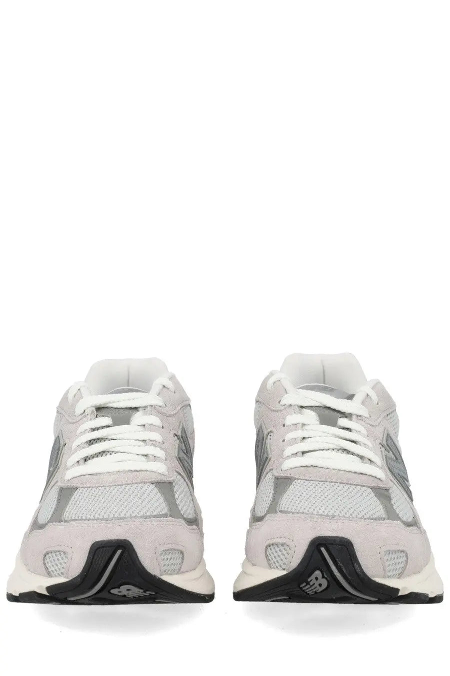 New Balance unisex sneaker grey with light gray and silver mesh and suede upper white laces and black rubber outsole