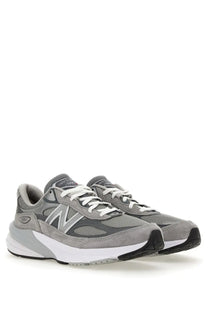 New Balance unisex sneaker made in USA 990v6 grey with mesh and suede upper white laces and chunky midsole