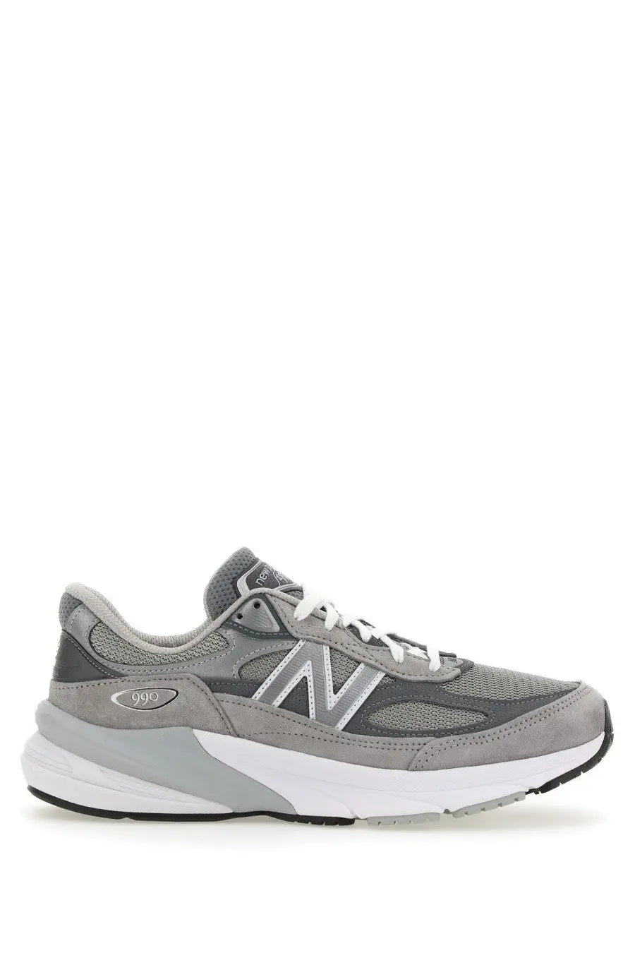 New balance unisex sneaker 990v6 grey with white laces and contrasting white midsole made in usa running shoe