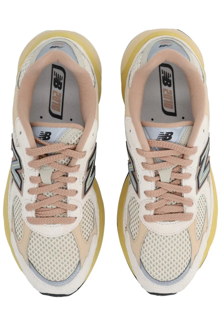 New Balance unisex sneaker U2010 multicolor in cream and beige with mesh uppers suede accents and chunky yellow midsole