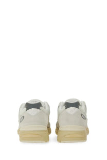 New Balance unisex sneaker U991 white cream suede with beige rubber sole and gray accents