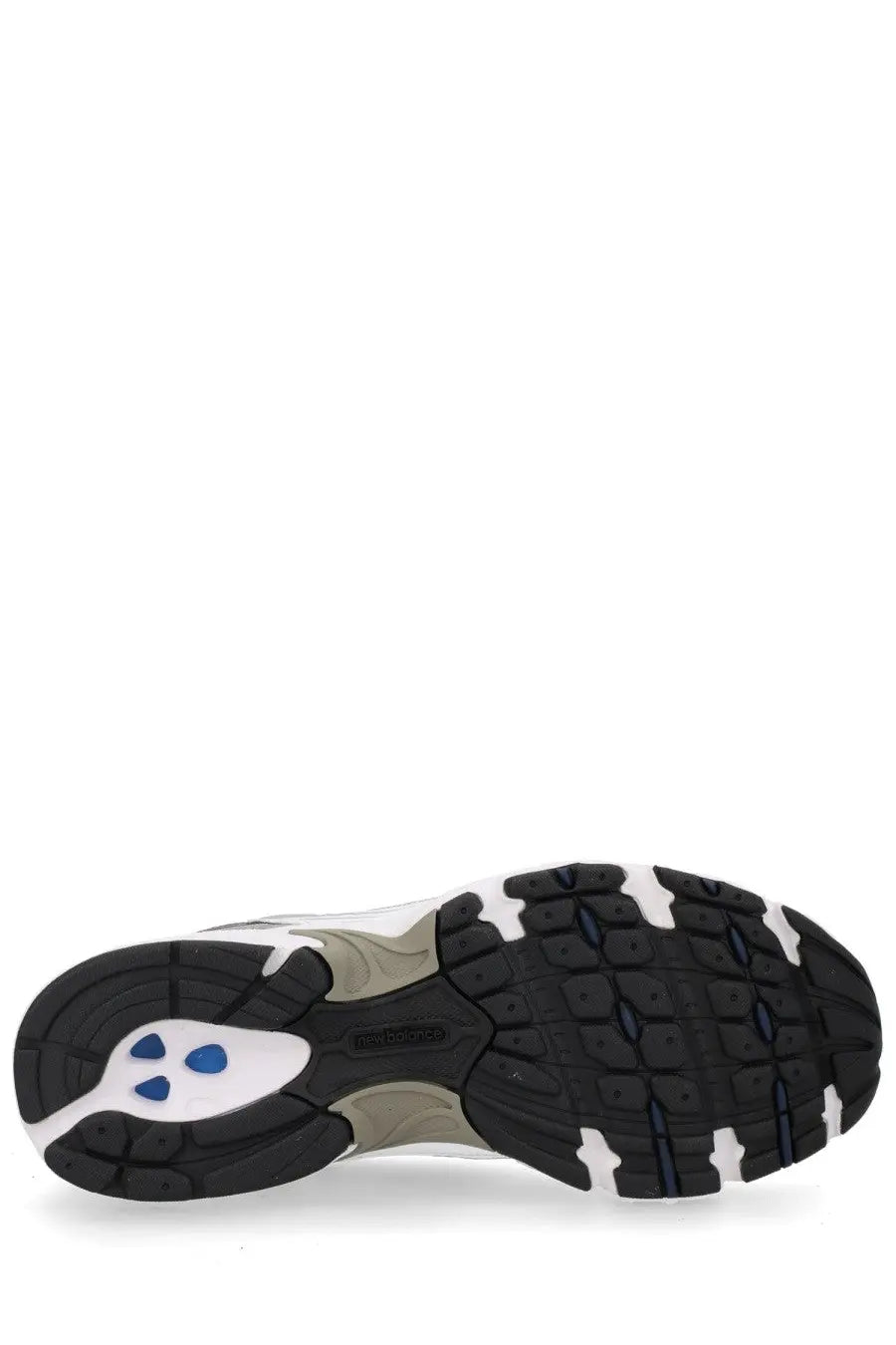 New Balance unisex sneaker white black and white athletic shoe with blue sole accents for casual and sports use