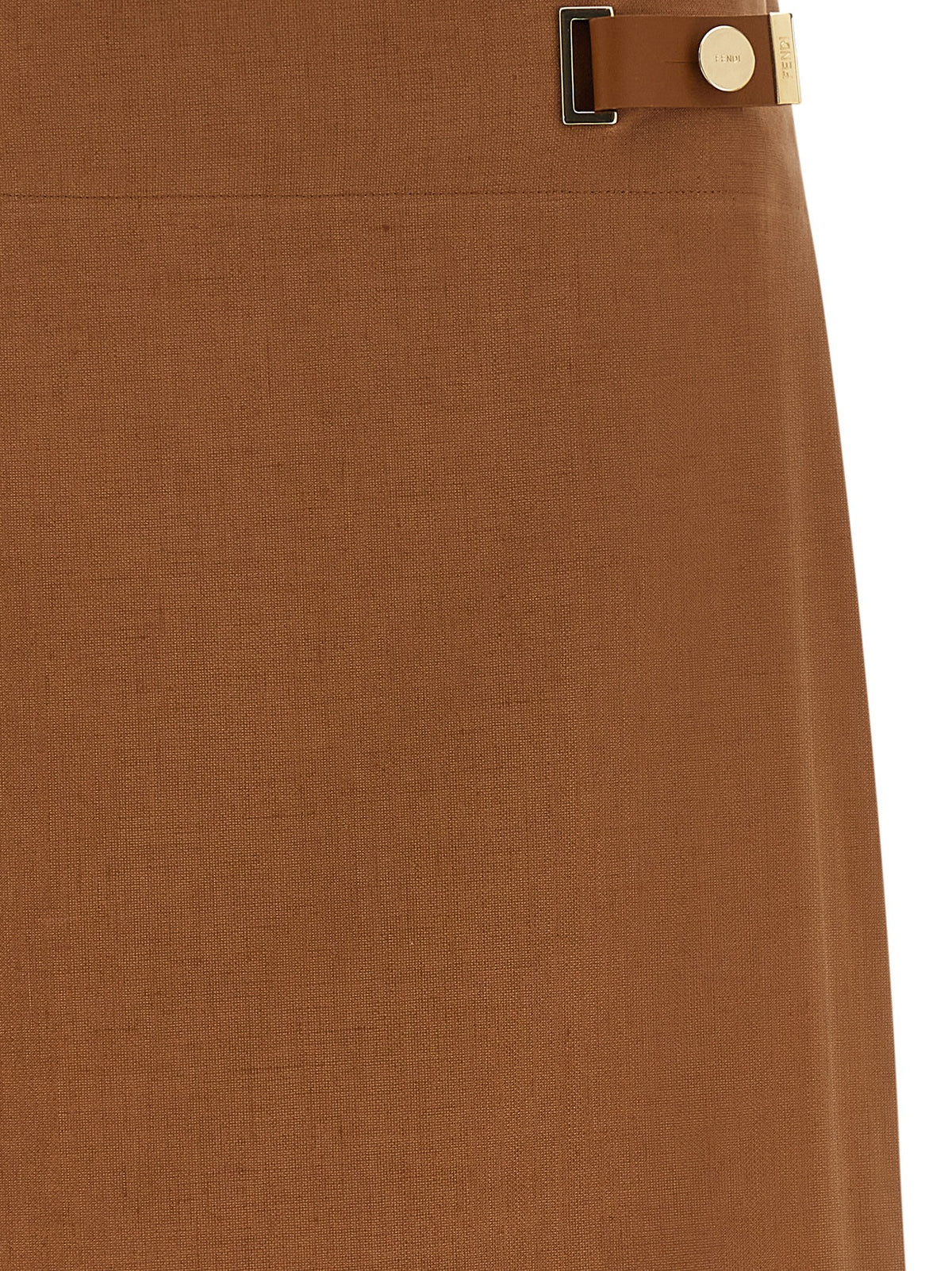 Fendi New Linen Skirt Brown