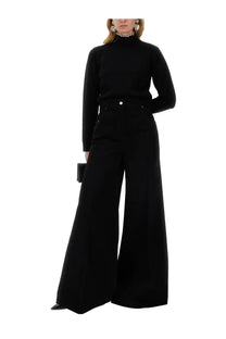 Nina Ricci women’s black high-waisted wide-leg trousers with a sleek tailored fit and subtle front pockets