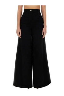 Nina Ricci women’s black high-waisted wide-leg trousers with a sleek tailored fit and subtle front pockets