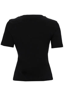 Nina ricci women’s black short sleeved fitted top with subtle shoulder detailing for elegant wear