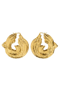Nina Ricci women’s gold-toned textured hoop earrings with a sculptural organic twisted design