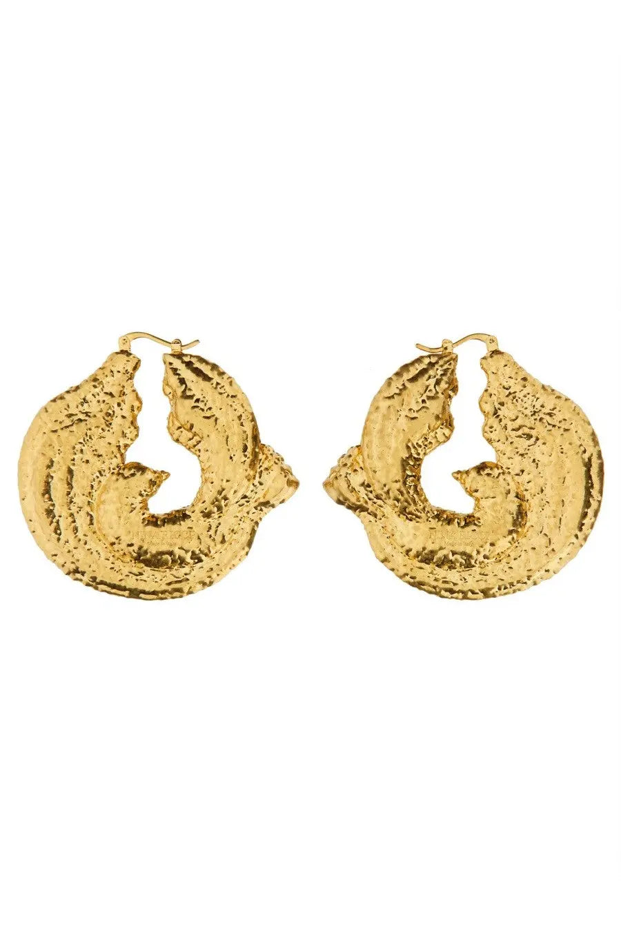 Nina ricci women’s twisted earrings gold featuring gold-toned textured hoop earrings with sculptural asymmetrical design