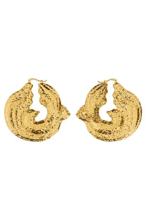 Nina ricci women’s twisted earrings gold featuring gold-toned textured hoop earrings with sculptural asymmetrical design