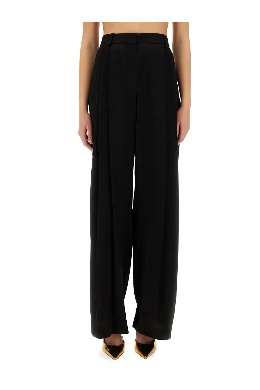 Nina Ricci women’s black high-waisted wide-leg trousers with a sleek tailored fit perfect for stylish occasions