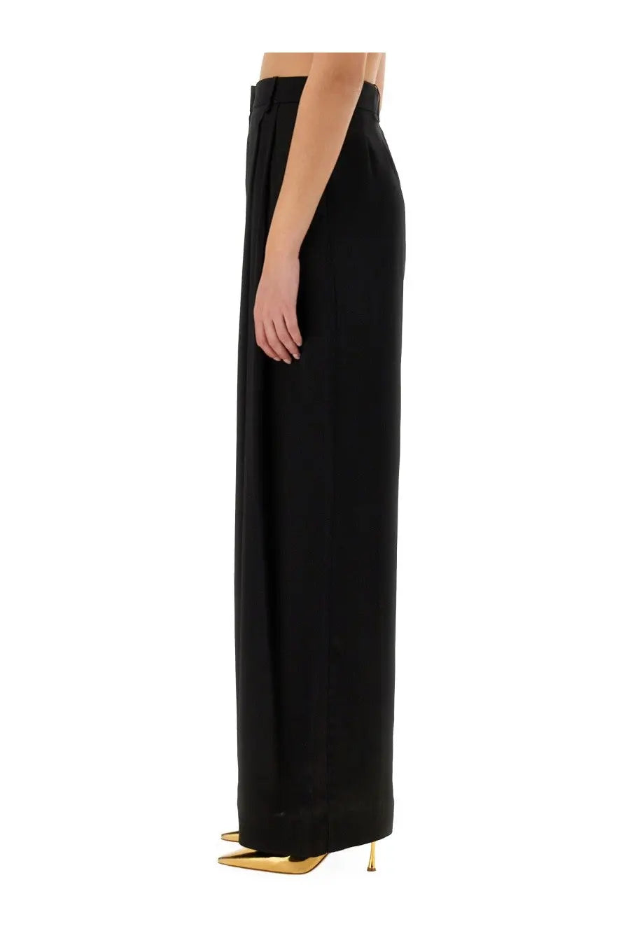 Black high-waisted wide-leg trousers with a sleek tailored fit from nina ricci womens wide leg pants black collection