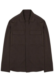 Dark brown minimalist utility jacket nine:inthe:morning men’s giacca freud brown with two front flap pockets and structured collar