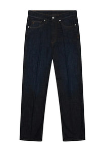 Dark indigo denim straight-leg nineinthemorning men’s jeans with classic five-pocket design in Nathan Blue color