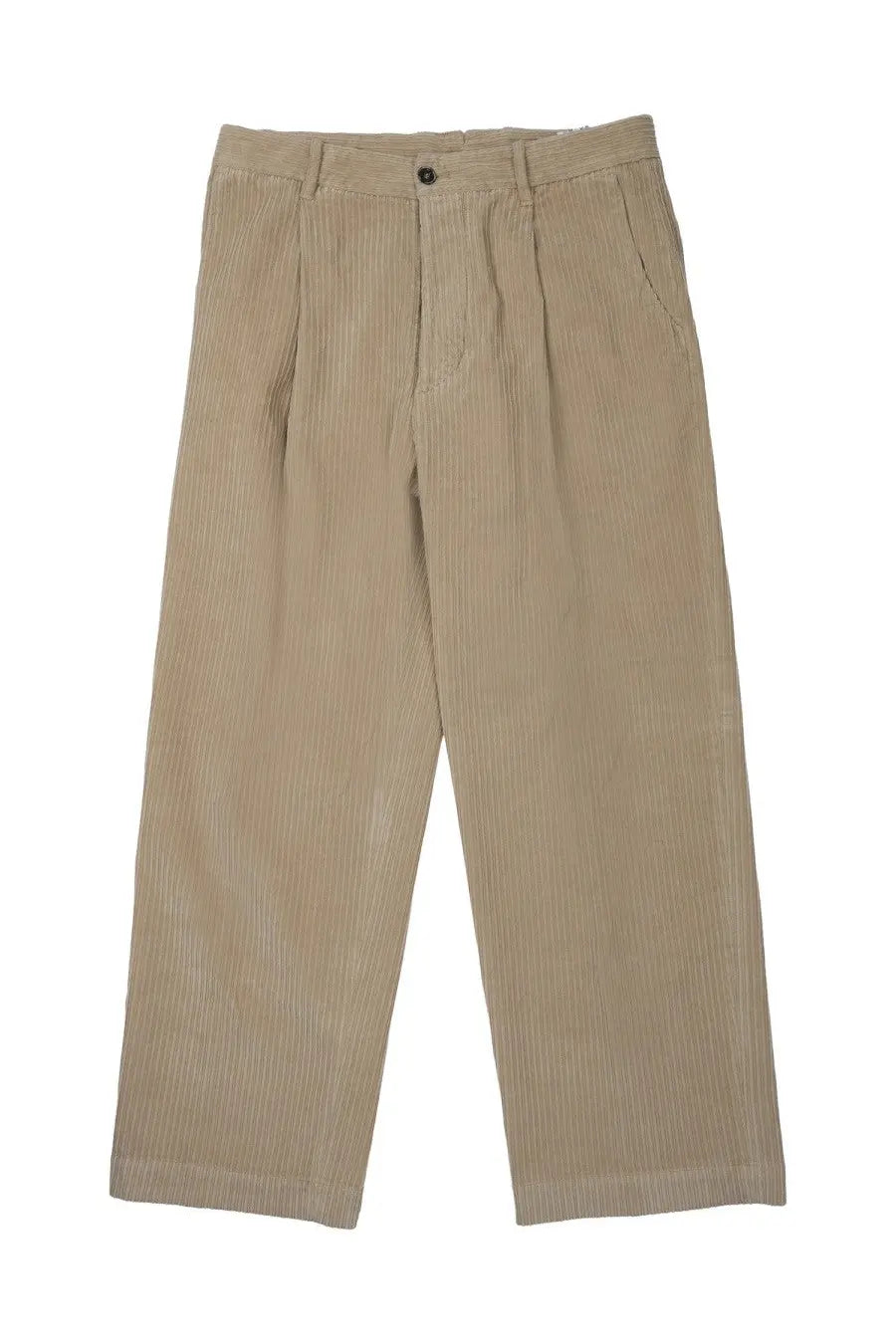 Beige corduroy trousers with subtle vertical ribs and classic pleated front nine intime morning mens pantalone in cotone coste beige