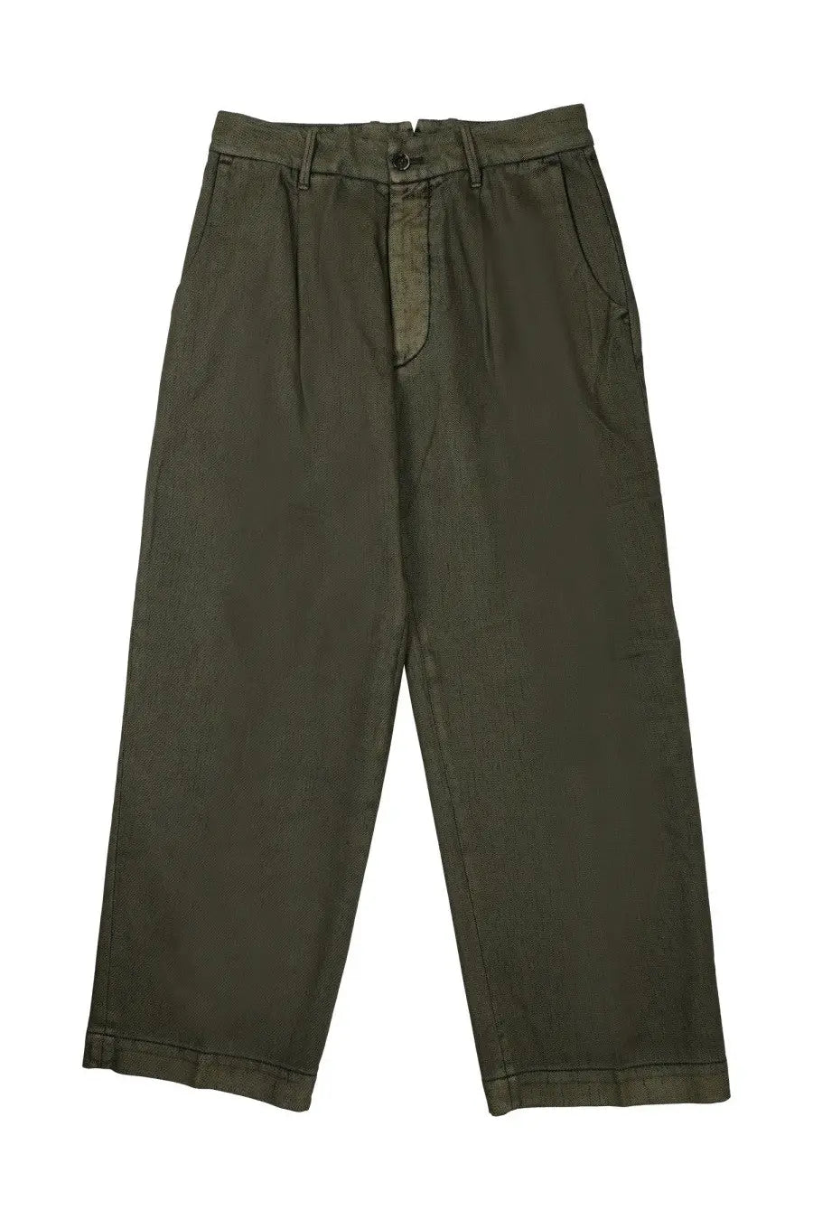 Olive green cotton chino trousers with relaxed fit and button closure from nineinthemorning mens pantalone in cotone green