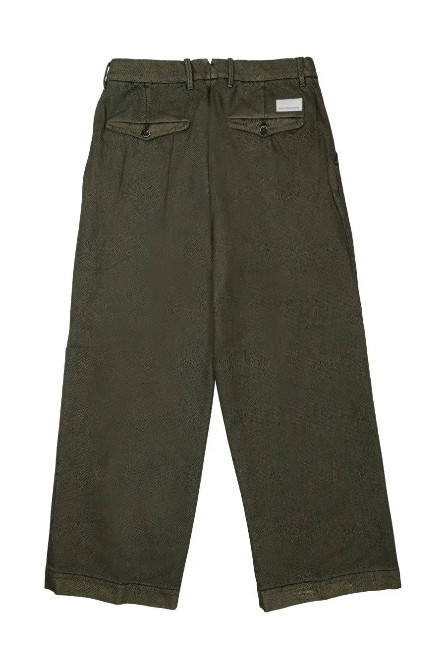 Olive green cotton trousers with two back pockets and belt looped at the waist nineinthe morning men’s pantalone