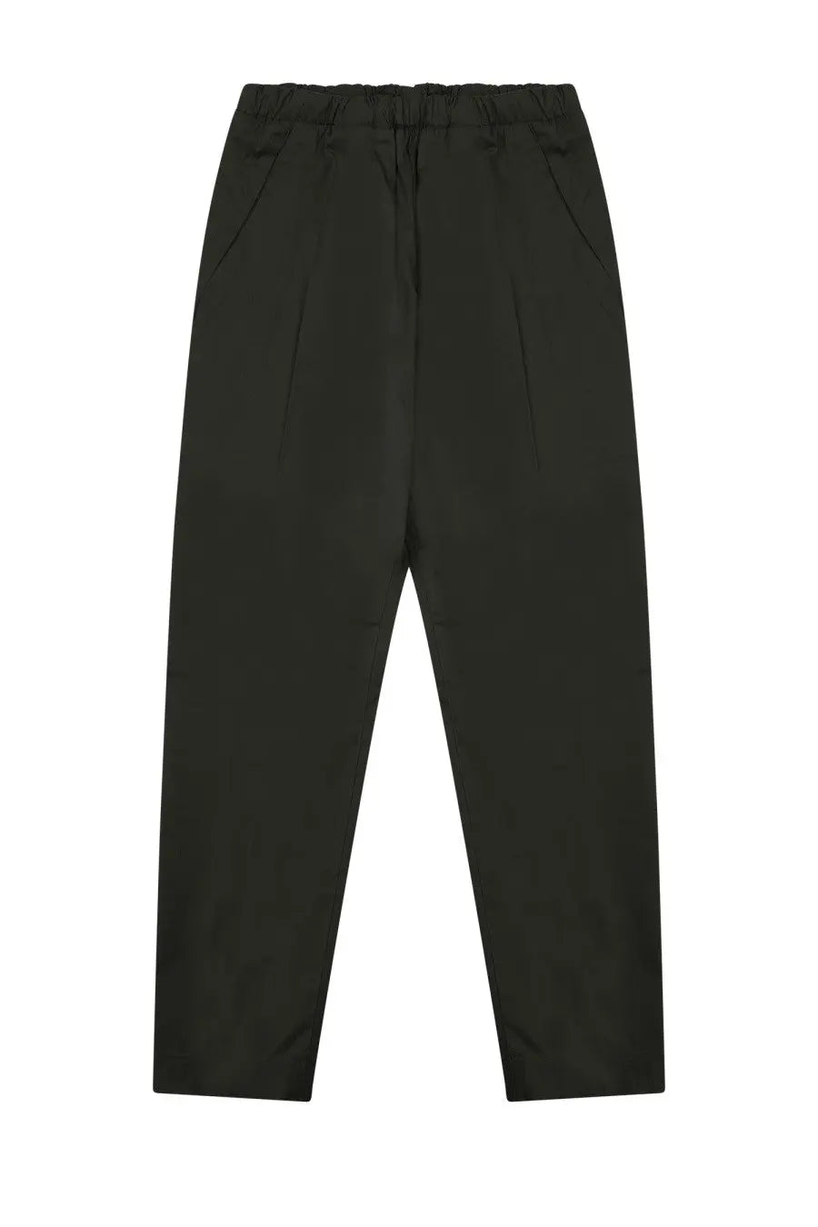 Nineinthe morning men’s pantalone mirko green slim-fit black trousers with elastic waistband and subtle front pleats