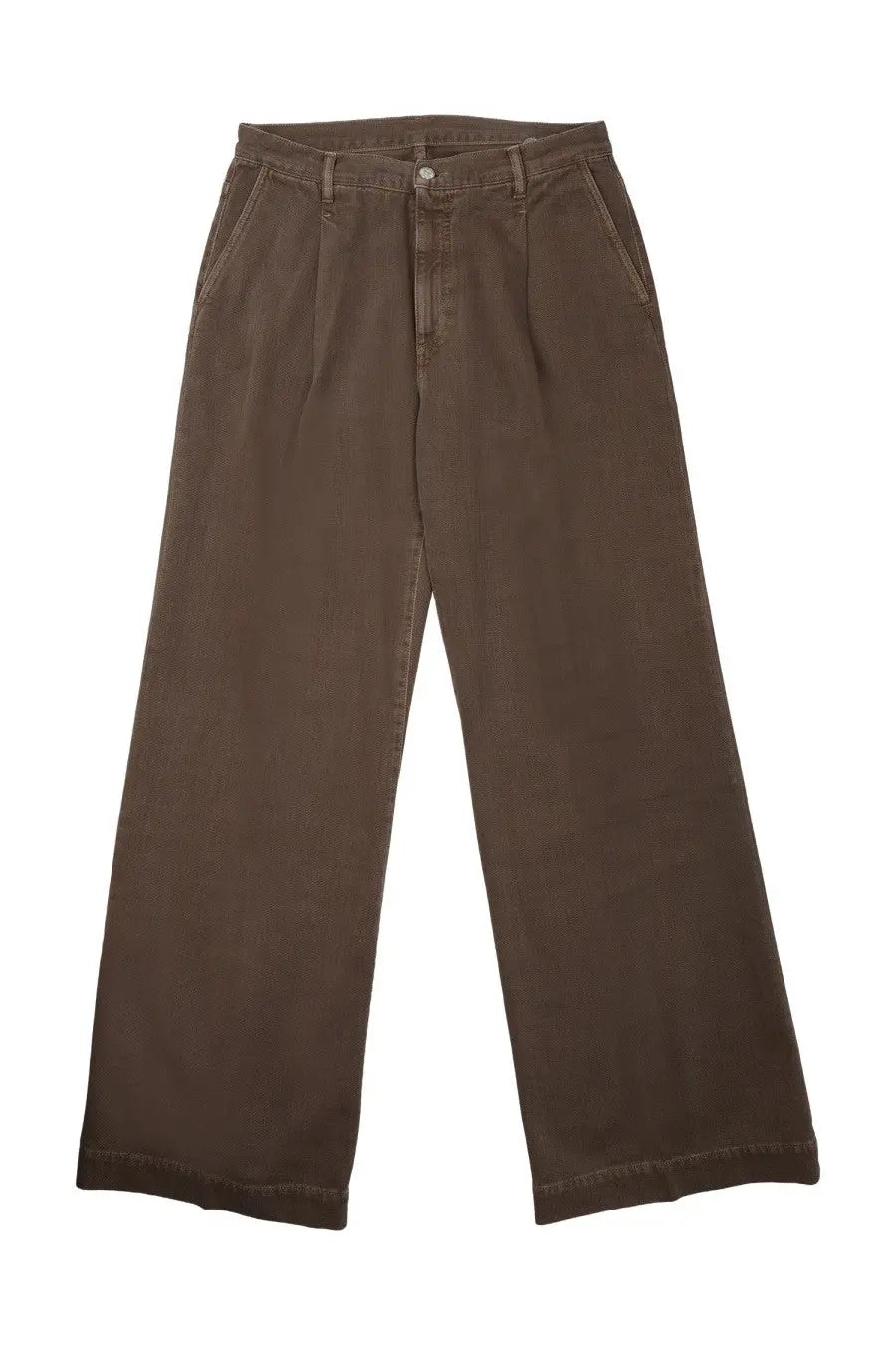 Nineinthe morning women’s brown wide-leg jeans palazzo with relaxed fit and pleated waistband