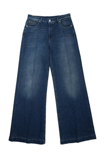 Nine Inthe Morning women’s dark blue denim jeans with wide-leg cut and classic five-pocket design palazzo style
