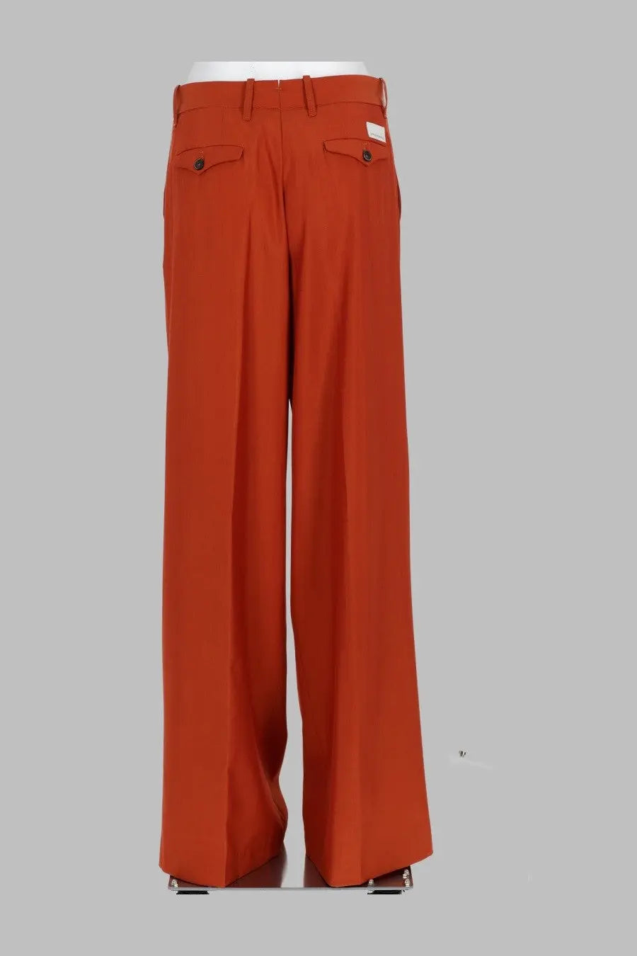 Nine inthe morning women’s pantalone karen orange crisp wide-leg tailored trousers with buttoned back pockets view from back