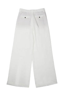 White wide-leg nineinthe morning pantalone karen trousers back side with minimalist design and button details on pockets