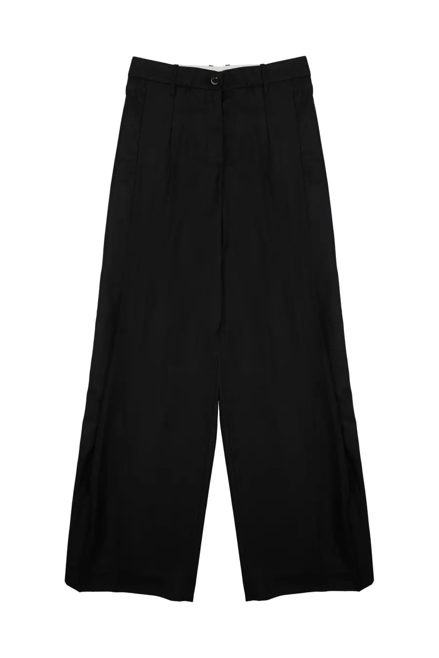 Black high-waisted wide-leg trousers with subtle front pleats from nine inthe morning womens pantalone petra black collection