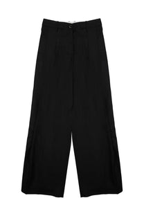 Black high-waisted wide-leg trousers with subtle front pleats from nine inthe morning womens pantalone petra black collection