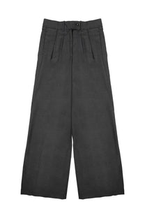 Nine Inthe Morning women’s pantalon Sandra grey black high waist wide leg trousers with pleated front and button closure