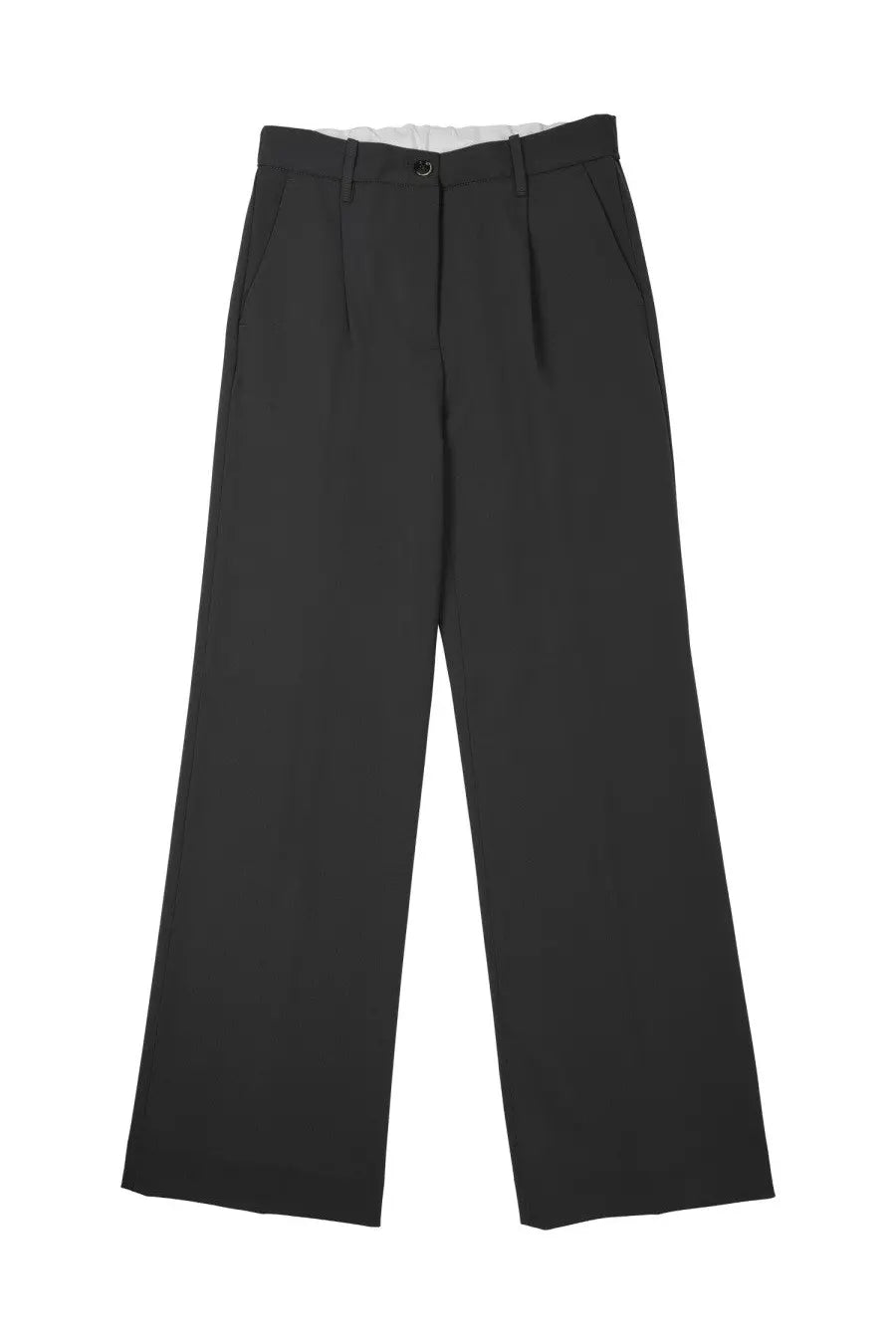 Nine inthe morning women’s pantalone sartoriale in misto lana grey black wide-leg trousers with tailored pleats
