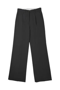 Nine inthe morning women’s pantalone sartoriale in misto lana grey black wide-leg trousers with tailored pleats